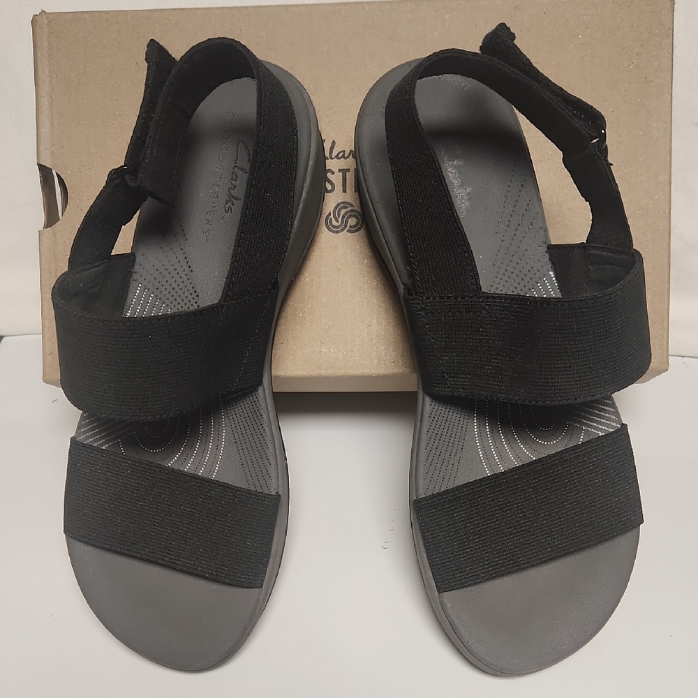 Cloudsteppers by Clarks Women's Black Elastic Strap Sandals